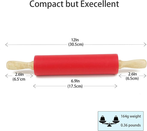 Silicone Rolling Pin for Baking Non-stick Rolling Pin Dough Roller Wooden Handle Kitchen Accessories Pastry Roller by Remeel