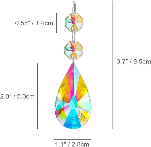 25pcs 50mm kanpura Crystal Prisms Chandelier Suncatcher Beads Replacement Colorful Hanging Crystals for Chandeliers