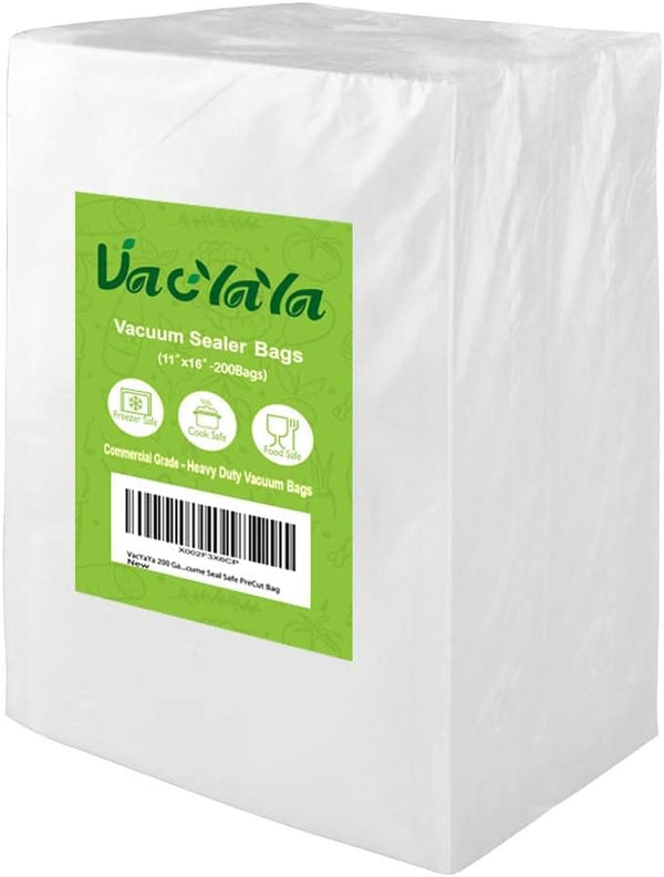 VacYaYa 200 Gallon Vacuum Sealer Bags - 11 x 16 Inch BPA Free Heavy Duty Pre-Cut Food Storage Bags for Sous Vide