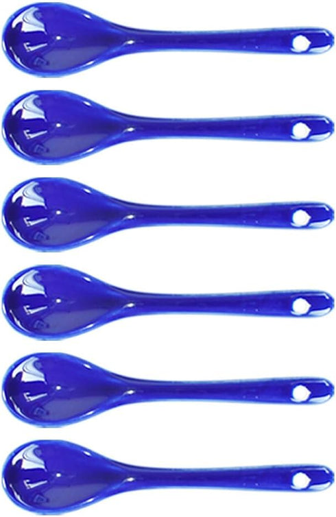 Albedel Blue 6 pcs Porcelain Egg Spoons Ceramic Spoons 4.7 inch Coffee Dessert