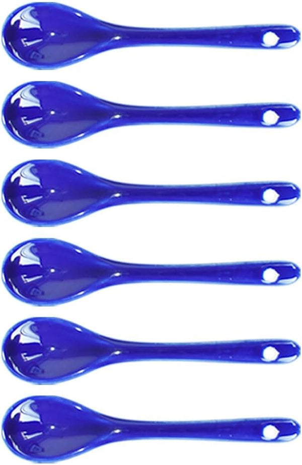 Albedel Blue 6 pcs Porcelain Egg Spoons Ceramic Spoons 4.7 inch Coffee Dessert