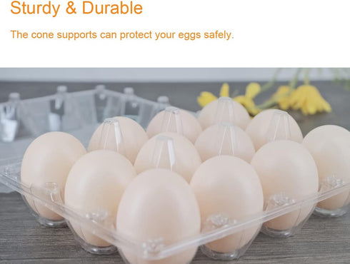 60 Packs, 12 Egg Cartons Clear Plastic Blank Egg Cartons with Free Labels, Holds up to Eggs Securely, Perfect