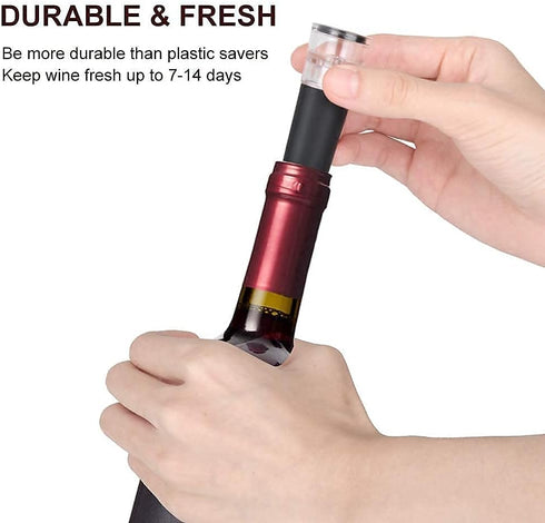 6 Pack Vacuum Wine Stopper, Reusable Silicone Caps, Air Remover Corks, Leakproof Wine Bottle Sealer for Wedding
