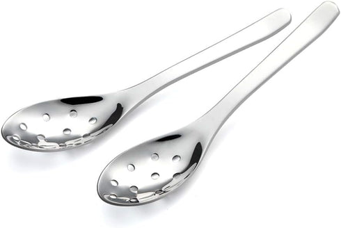 AOOSY Small Slotted Spoons - 2 Set of Modern Stylish Thick Heavy-weight Stainless Steel Caviar Spoon
