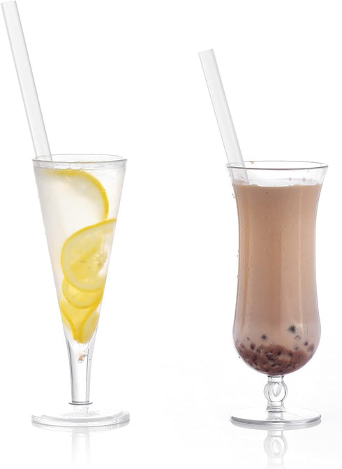 ALINK Reusable Clear Boba Straws, 13 mm x 10.5 in Jumbo Hard Plastic Smoothie Straws, Pack of 8 with Cleaning Brush