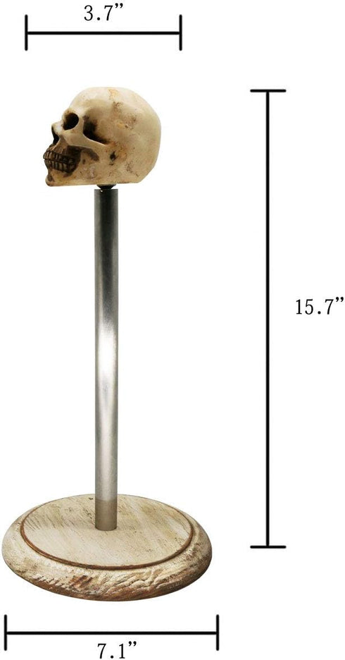 Rustic White Wood Skull Stand Up Paper Towel Holder, Easy One-Handed Tear Kitchen Paper Towel Dispenser with Weighted