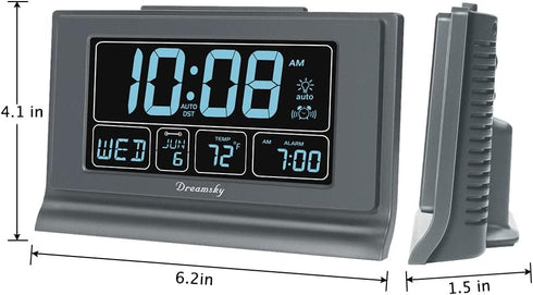 DreamSky Digital Alarm Clock, 5 Inch Large Display, Battery Backup, USB Charging Ports, 12/24H