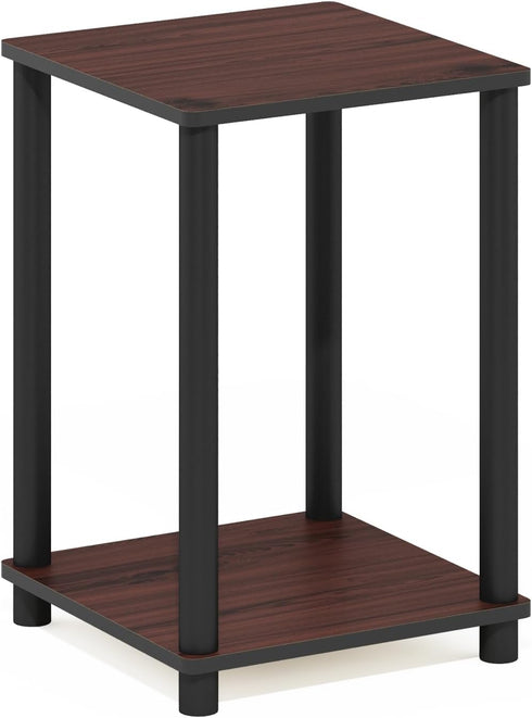 2-Tier Furinno TURN-N-TUBE Side Table, Modern Square End Table with Open Shelf, Toolless Night Stand, Bedside Table