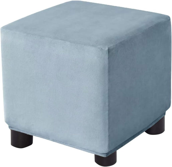 Ottoman Cover Square Velvet Storage Ottoman Slipcovers Thick Stretch Footrest Foot Stool