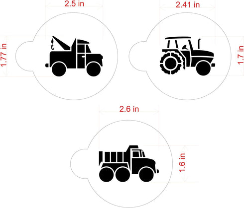 Designer Stencils Trucks Cookie Set - Beige/Semi-Transparent