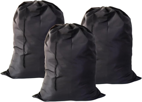 Extra Large Laundry Bag 3 Pack - Black Travel Laundry Bags with Drawstring Closure, 30"x40"