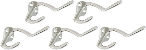 Design House 181958 5-Pack Double Hat and Coat Hook, 3" Satin Nickel