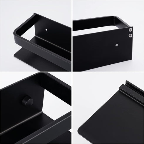 KES 16 Inch Aluminum Spice Rack Organizer, Wall Mount Seasoning Holder, Anodized Black, 2 Pack, KSR401S40-BK-P2