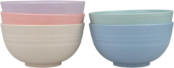 Wheat Straw Bowls Set of 5, 26 oz Large Unbreakable Bowls, Dishwasher & Microwave Safe