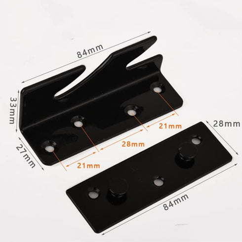 Bed Rail Bracket - Black Heavy Duty Non-Mortise Fasteners, Set of 4 (Screws Included)