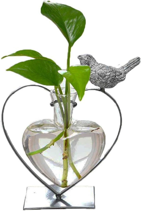 Marbrasse Desktop Glass Vase, Bulb Glass Vases for Holder, Creative Bird with