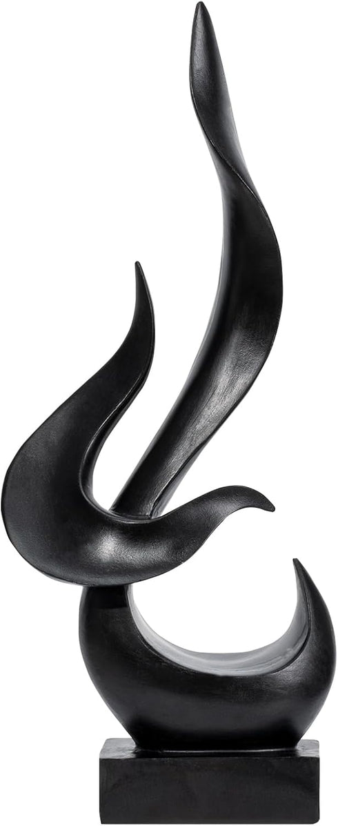 Paytonture Black Fire Flame Sculpture, Modern Abstract Resin Statue, Art Statue Home Decor