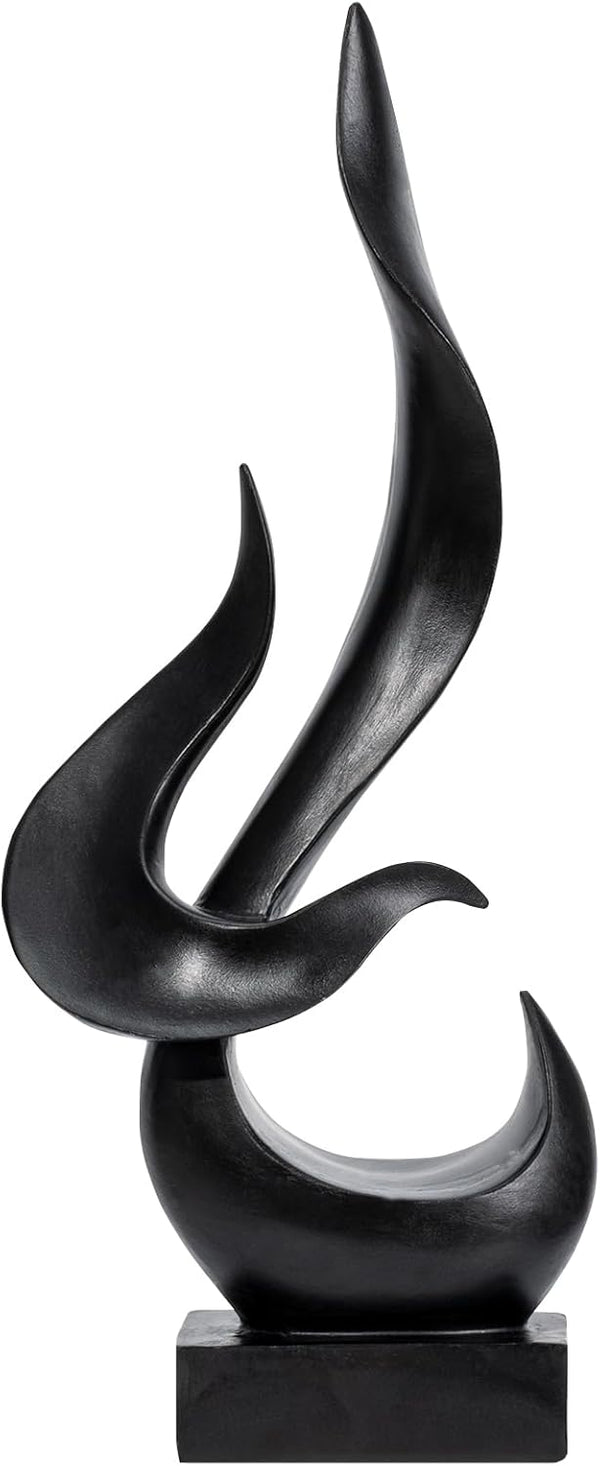 Paytonture Black Fire Flame Sculpture, Modern Abstract Resin Statue, Art Statue Home Decor