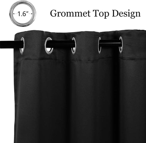 MYSKY HOME Black Curtains for Living Room Black Out Curtains for Bedroom 80 Inch Long Curtains Grommet Window Curtains Room Darkening Thermal Insulated Single Panel Curtains, 52 x 80 Inch, Black