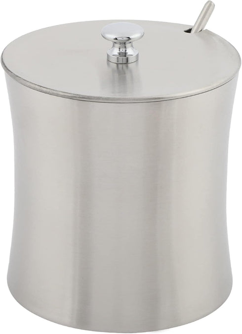 Stainless Steel Sugar Bowl Seasoning Jar with Cover Spoon, Condiment Pot for Salt, Sugar, Pepper, Kitchen Gadgets