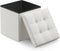 Athena Collection Leather Square Ottoman with Storage, 15 Inch Small Storage Ottoman,