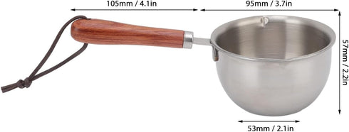 Stainless Steel Saucepan, Non-Stick Multipurpose Sauce Pan with Pour Spout and Wood Handle for Cooking Heating