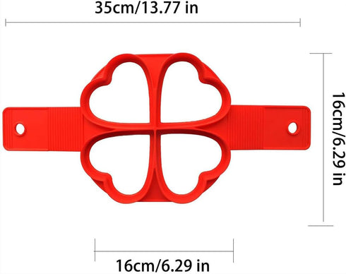 Flip N Cook Silicone Pancake Mold, 2pcs Round + Heart, Flip and Cook Pancake Maker