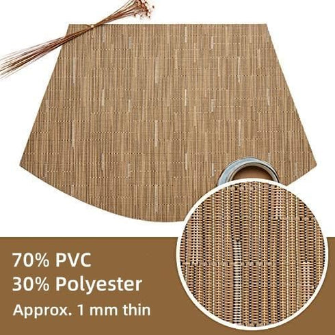 SHACOS Round Table Placemats Set of 4 - Wedge Shape Woven Vinyl Place Mats, Heat Resistant, Tan