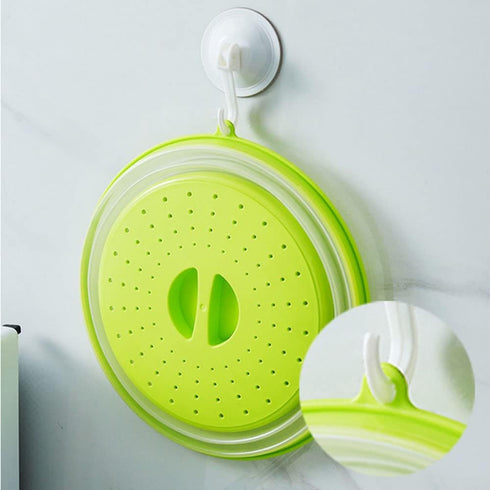Collapsible Microwave Splatter Cover for Food with Silicone Mats, 10.5 Inch, Dishwasher-safe, BPA-Free Microwave Plate