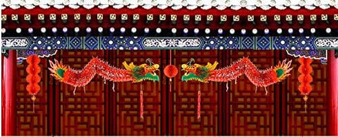 AMS 3D Chinese New Year Paper Dragon Garland Hanging Decoration for New Year Party (39 inch)