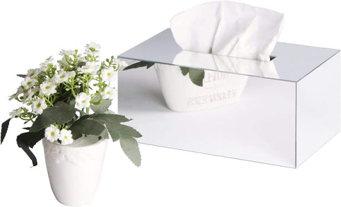 JackCubeDesign Overall Acrylic Mirror Rectangle Tissue Box Holder - Storage Case Stand Box Napkin Holder Organizer