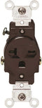 Leviton 20-Amp, 250-Volt, Commercial Grade, Narrow Body Single Receptacle, Straight Blade, Grounding, Side Wired, 5821,