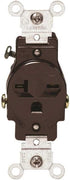 Leviton 20-Amp, 250-Volt, Commercial Grade, Narrow Body Single Receptacle, Straight Blade, Grounding, Side Wired, 5821,