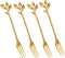 Appetizer Cake Fruit Forks Set of 4 - Gold Leaf Cocktail Picks 4.7 Inches Tasting Dessert Forks Kitchen Accessory for