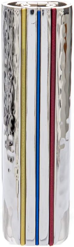 Yair Emanuel Folding Travel Hanukkah Menorah, Hammered Metal Multicolor (HTM-1)