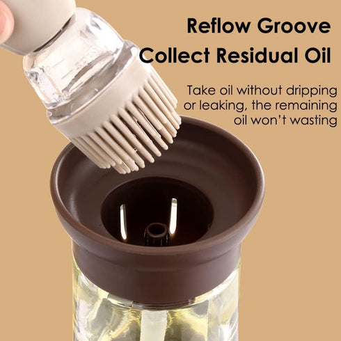 Oil Dispenser with Brush - 2 Pack 180ml Glass Olive Oil Dispenser Bottle with Basting Brush for Kitchen Cooking