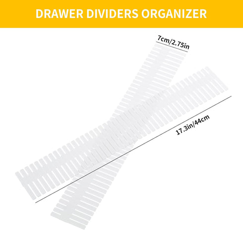 Qozary 42 Pack Adjustable Drawer Organizer Dividers for Socks, Underwear, Makeup, Kitchen, Dresser, Office