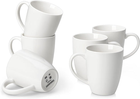 vancasso White Ceramic Coffee Mug Set of 6, 12 Oz Tea Cups