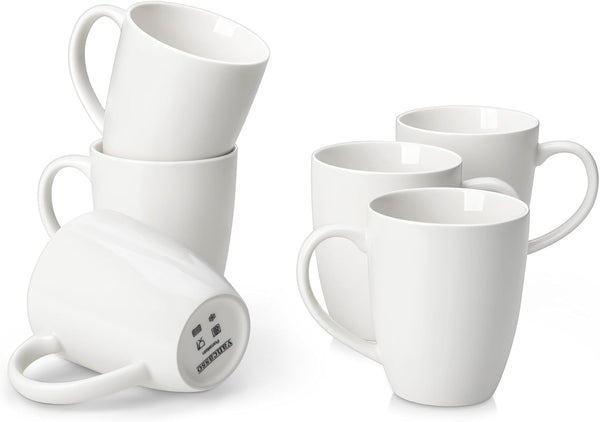 vancasso White Ceramic Coffee Mug Set of 6, 12 Oz Tea Cups