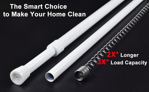 2 Pack Spring Tension Curtain Rod Adjustable 28-43 Inches, 5/8" Diameter, White