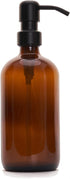 Diahom Soap Dispenser Amber Glass Hand Dish Soap Dispensers 1pcs Stainless Steel