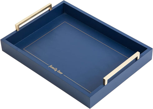 16"x12" Decorative Coffee Table Ottoman Trays Modern Wood Elegant Rectangle Glossy Shagreen Serving Trays