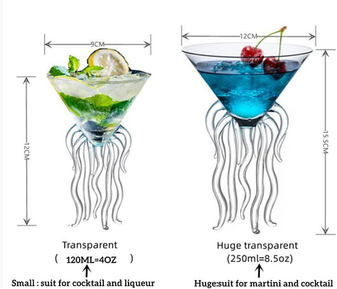 Octopus Martini Glass Creative Cocktail Drinkware Goblet Tools (2 Transparent)