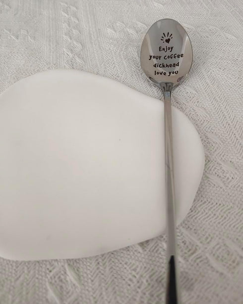 Anniversary & Valentine's Day Gifts for Husband & Wife - Enjoy Your Coffee Dickhead Spoon Gift