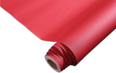 Self Adhesive Solid Color Matte Textured Vinyl Paper, Peel Stick Waterproof Shelf Drawer Liner, 15.8inch by 98inch (Red)