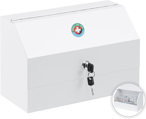 KYODOLED Wall Mount Medicine Lock Box, Drug Cabinet with Key, Large Capacity