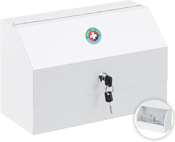 KYODOLED Wall Mount Medicine Lock Box, Drug Cabinet with Key, Large Capacity