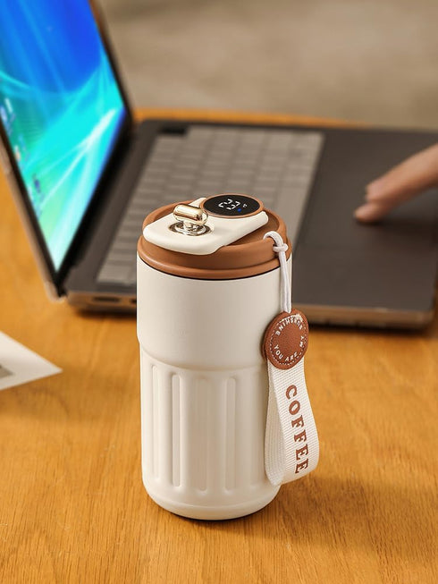 JWDREAMWAY 15 oz Stainless Steel Coffee Mug,Vacuum Insulated Tumbler with temperature display,Coffee Thermos