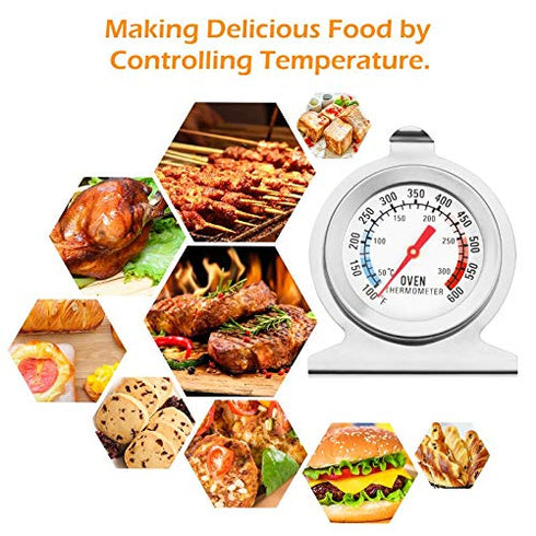 in Oven Thermometer for Grill Smoker BBQ 50-300°C/100-600°F, Instant Read Precision Stainless Steel Thermometers