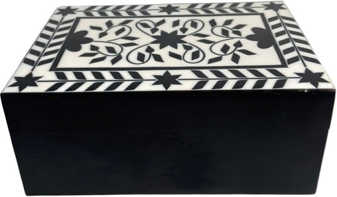 collectiblesBuy Handmade Rectangular Keepsake Wooden Storage Box, Classic White Base Floral Design Jewelry Organizer